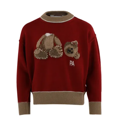 Palm Angels , Kids Bear Sweater Red ,Red unisex, Sizes: