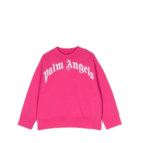 Palm Angels , Kids Fuchsia Sweatshirt with Logo Print ,Pink female, Sizes: