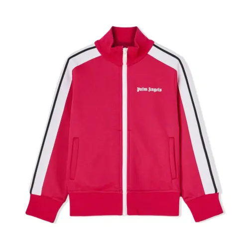 Palm Angels , Kids Fuchsia Track Jacket Logo Print ,Pink female, Sizes: