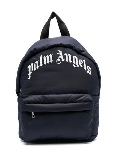 Palm Angels Kids logo-patch zip-up backpack - Blue