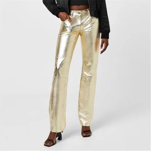 PALM ANGELS Laminated Leather Trousers - Gold