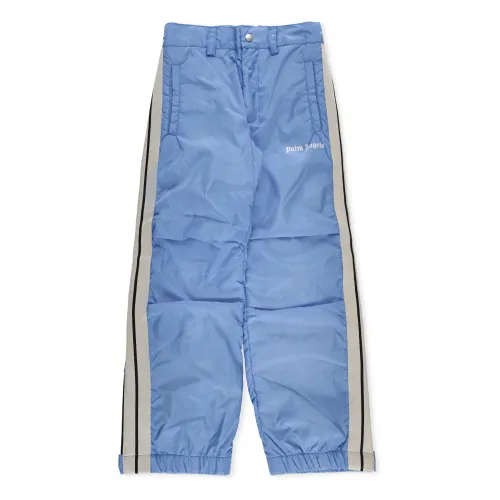 Palm Angels , Light Blue Kids Padded Trousers with Contrasting Logo ,Blue male, Sizes: