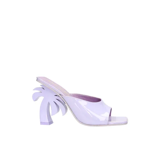 Palm Angels , Lilac Patent Leather Heeled Mules ,Purple female, Sizes: