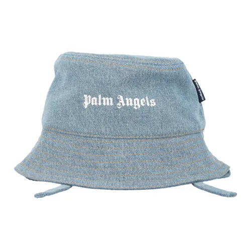 Palm Angels , Logo Earflaps Denim Bucket Hat ,Blue male, Sizes: