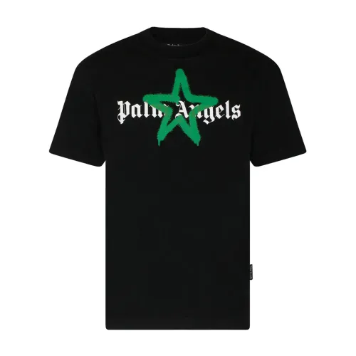 Palm Angels , Logo-Print T-Shirt ,Black male, Sizes: