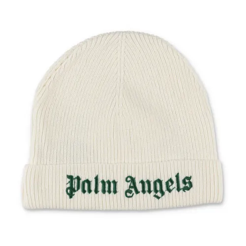 Palm Angels , Luxurious White Wool Blend Boy Beanie ,White male, Sizes: