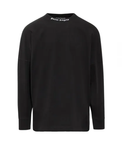 Palm Angels Mens Classic Logo Long Sleeve Black T-Shirt