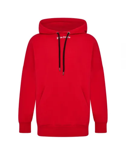 Palm Angels Mens Classic Logo Red Hoodie Cotton