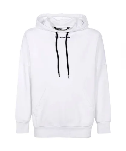 Palm Angels Mens Classic Logo White Oversized Hoodie
