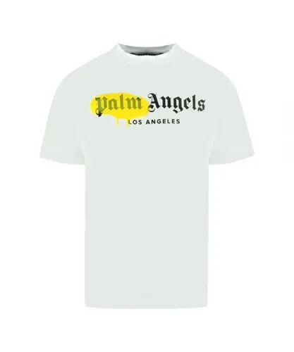 Palm Angels Mens LA Spray Paint Logo White T-Shirt