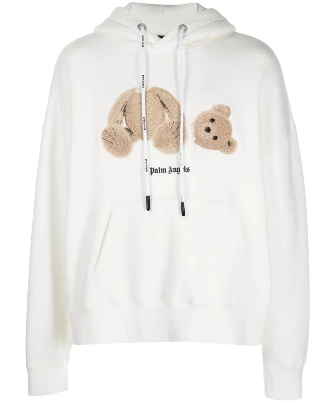 Palm Angels Mens Teddy Bear Print Hoodie in White Cotton