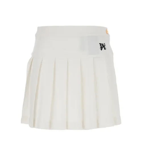 Palm Angels , Monogram Pleated Skirt Off White ,White female, Sizes: