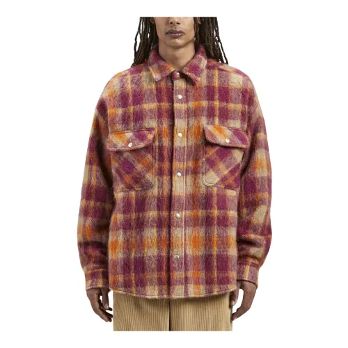 Palm Angels , Overshirt Brushed Wool Check ,Multicolor male, Sizes: