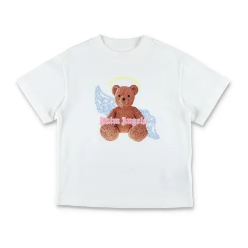 Palm Angels , PA Bear Angel T-Shirt ,White female, Sizes: