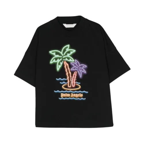 Palm Angels , Palm Angels T-shirts and Polos Black ,Black male, Sizes: