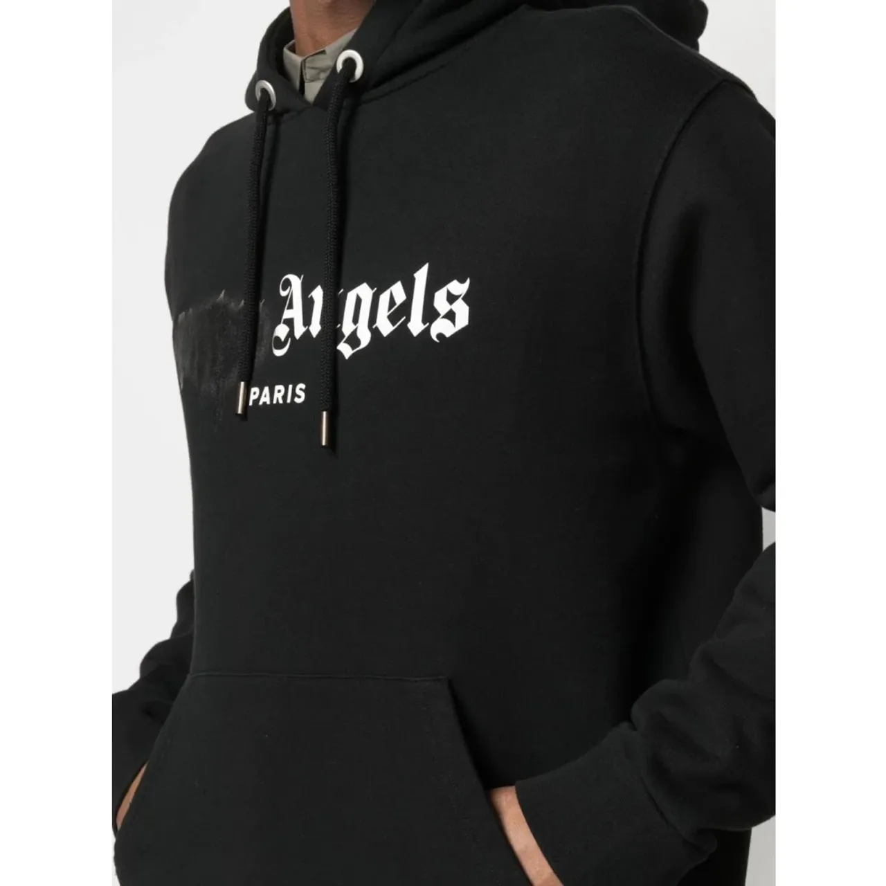 Palm Angels , Paris Sprayed Logo Black Hoodie ,Black male, Sizes: