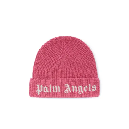 Palm Angels , Pink Kids Beanie with Logo Embroidery ,Pink female, Sizes:
