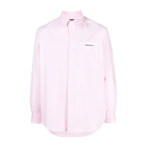 Palm Angels , Pink Tailored Shirt with Printed Ribbon ,Pink male, Sizes: