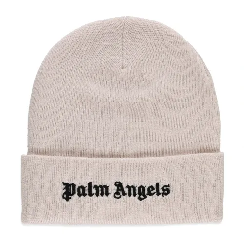 Palm Angels , Pink Wool Beanie with Embroidered Logo ,Pink female, Sizes: ONE