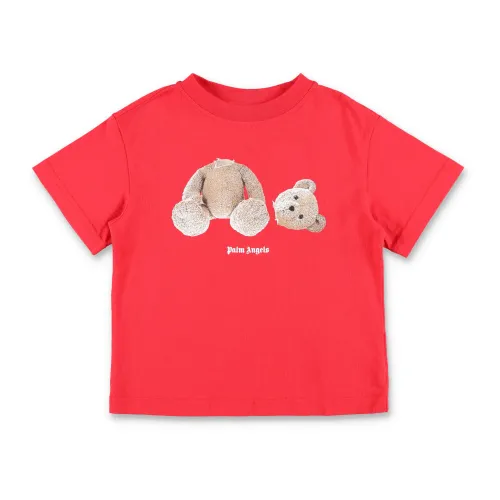 Palm Angels , Red Bear T-Shirt for Boys ,Red male, Sizes: