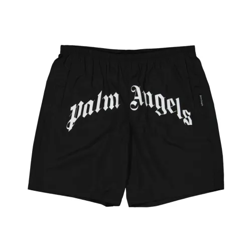 Palm Angels , Solid Black Swim Shorts ,Black male, Sizes: