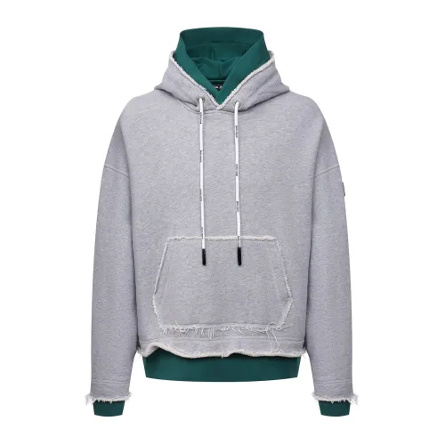 Palm Angels , Stylish Double Layered Hoodie for Men ,Gray male, Sizes: