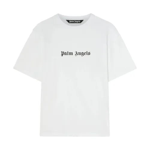 Palm Angels , White Black Logo Slim Tee ,White male, Sizes: