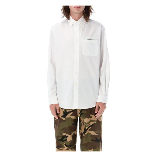 Palm Angels , White/Black Sartorial Tape Pocket Shirt Aw23 ,White male, Sizes: