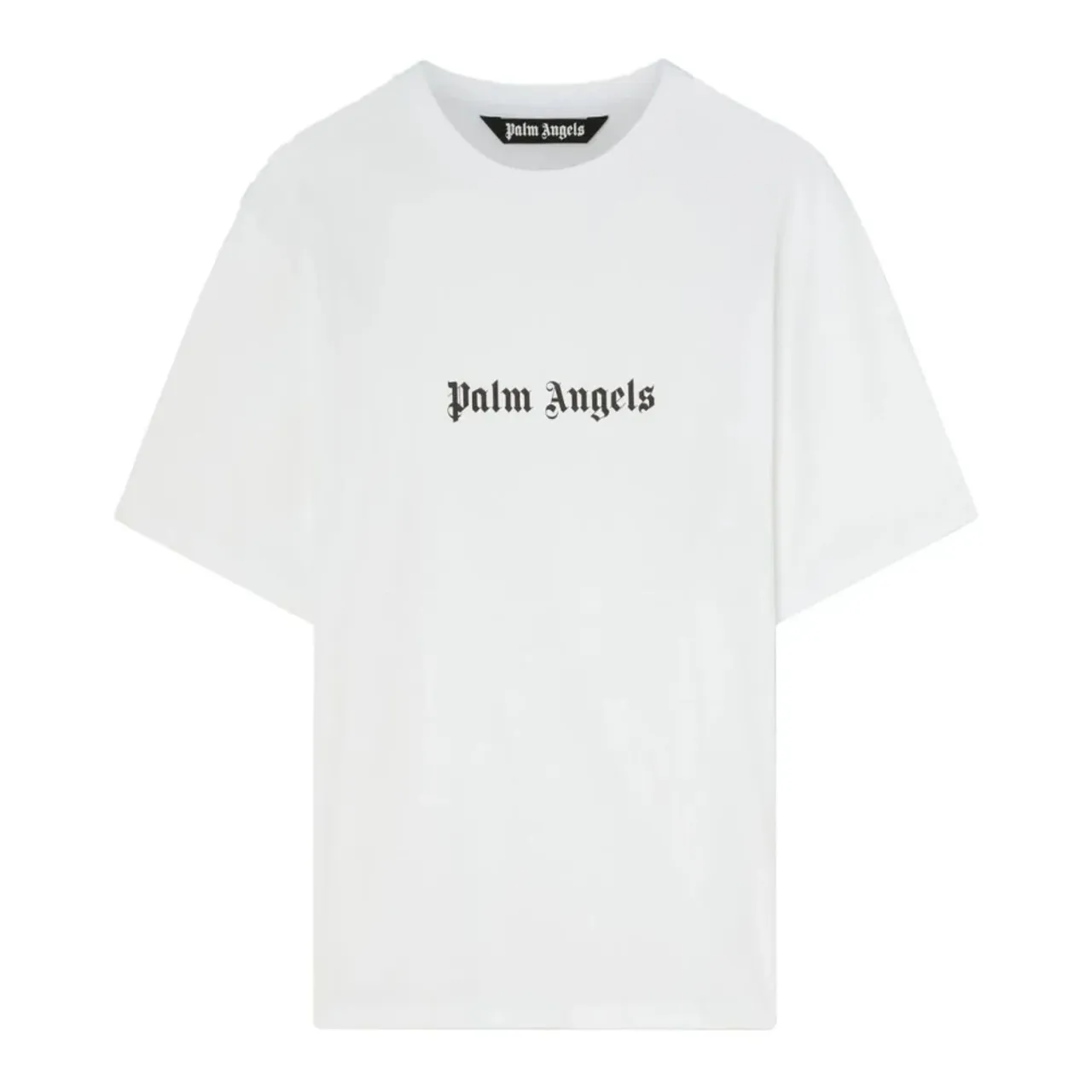 Palm Angels , White Cotton T-shirt with Front Logo ,White male, Sizes: