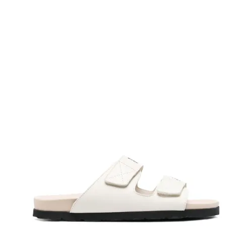 Palm Angels , White Leather Logo Sandals ,White male, Sizes: