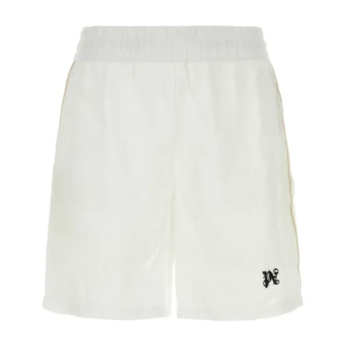Palm Angels , White Linen Bermuda Shorts, Stylish Upgrade for Men ,White male, Sizes: