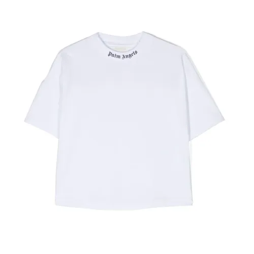 Palm Angels , White Navy Classic Overlogo T-Shirt ,White female, Sizes: