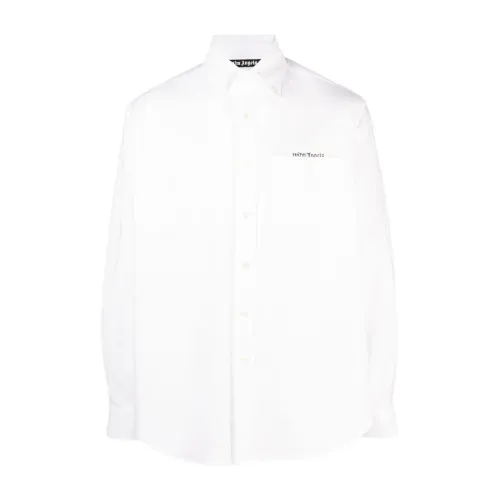 Palm Angels , White Tailored Shirt with Printed Ribbon ,White male, Sizes: