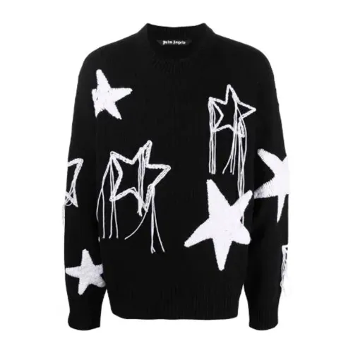 Palm Angels , Wool Oversize Jumper with Round Neck ,Black male, Sizes: