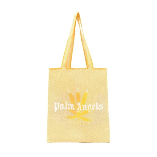 Palm Angels , Yellow Logo Print Tote Bag ,Yellow male, Sizes: ONE SIZE