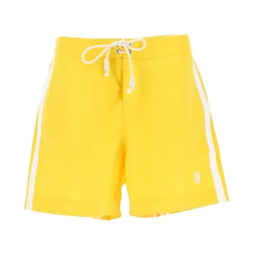 Palm Angels , Yellow Swim Shorts with White Stripes ,Yellow male, Sizes: