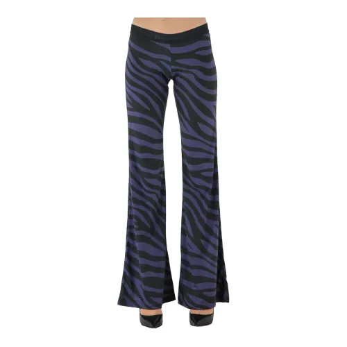 Palm Angels , Zebra Print Flare Pants ,Black female, Sizes: