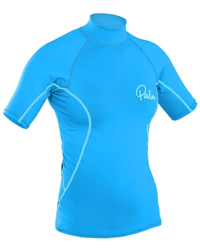 Palm Women's Short Sleeve Rash Guard - Aqua XL