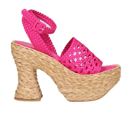 Paloma Barceló , leoni sandals in fuchsia color satin ,Pink female, Sizes: