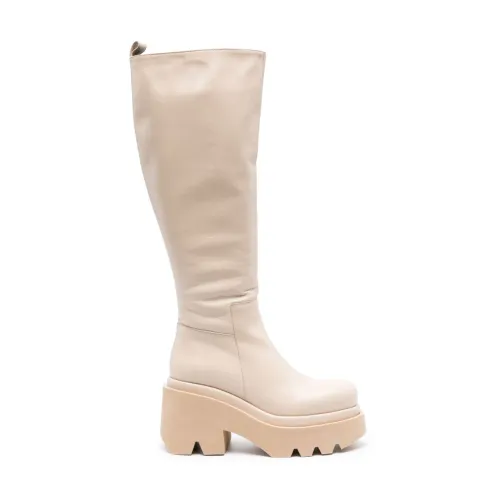 Paloma Barceló , White Leather Heel Boots ,White female, Sizes: