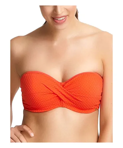 Panache Womens Echo Twist Bandeau Bikini Top - Orange
