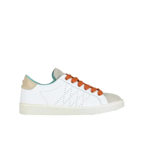 Panchic , White Lace-Up Sneakers in Pelle and Suede ,Multicolor male, Sizes: