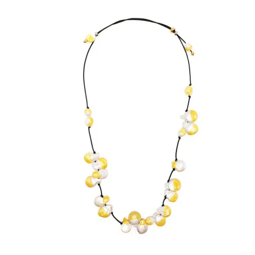 Panconesi , Yellow Pearl Necklace ,Yellow female, Sizes: ONE SIZE