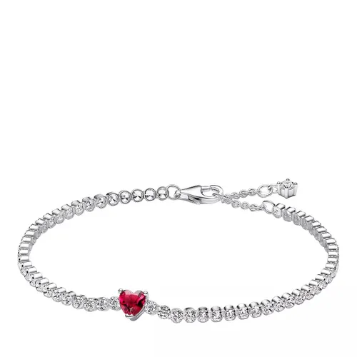 Pandora Bracelets - Heart sterling silver tennis bracelet with red cry - red - Bracelets for ladies