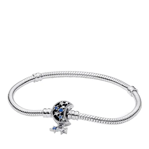 Pandora Bracelets - Snake chain sterling silver bracelet with moon cla - blue - Bracelets for ladies