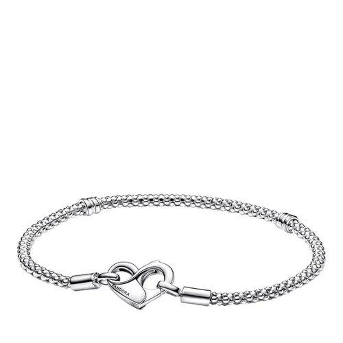 Pandora Bracelets - Studded chain sterling silver bracelet with heart - silver - Bracelets for ladies