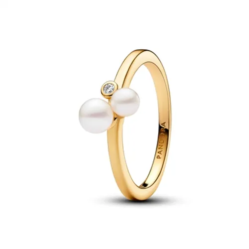 Pandora Duo Treated Freshwater Cultured Pearls Gold Ring - 56 Pandora Ring