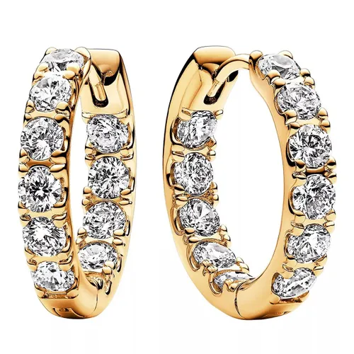 Pandora Earrings - 14k Gold-plated hoop earrings withcubic zirconia - gold - Earrings for ladies