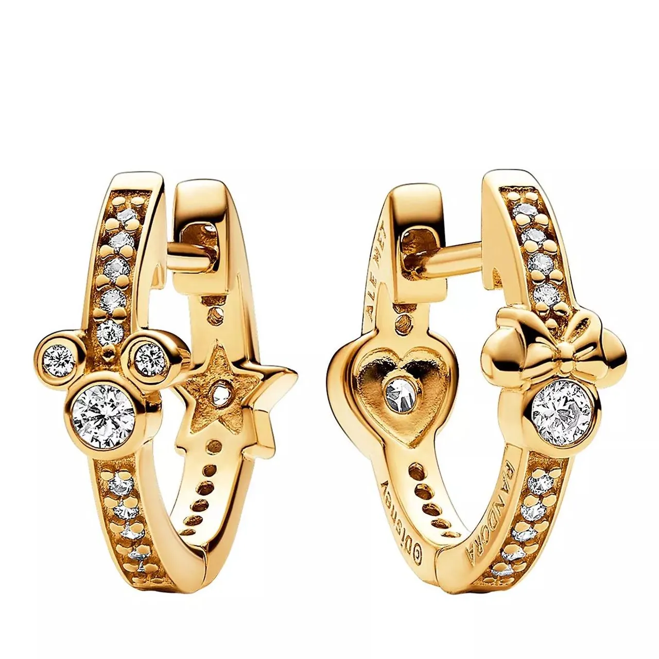 Pandora Earrings - Disney Mickey and Minnie 14k gold-plated hoop earr - gold - Earrings for ladies