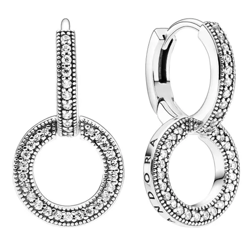 Pandora Earrings - Funkelnde Doppel-Ohrringe - silver - Earrings for ladies